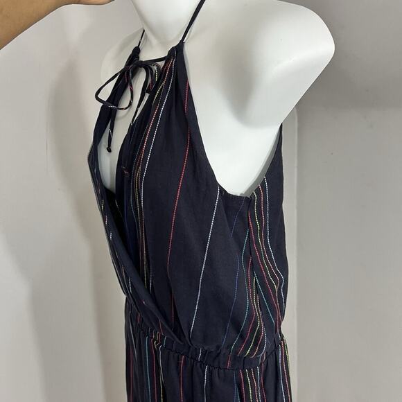 Dolan Anthropologie Hipster Boho Rainbow Striped Halter Jumpsuit Romper USA Made - Picture 6 of 14